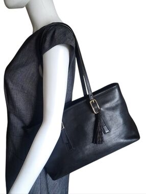 Vintage COACH Legacy Classic Shopper Leather Tote #9813 Black w/Brass Hardware